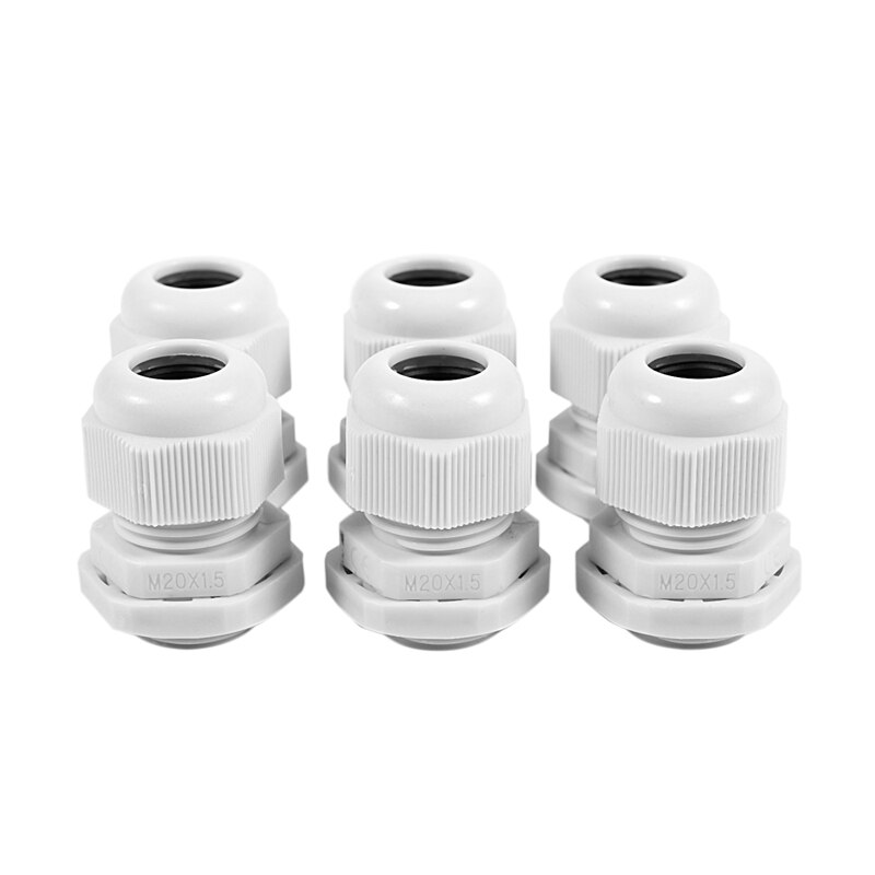 15 Pcs M20 X 1.5 White Plastic Waterproof Cable Glands | Electrical Connectors | DIY & Industrial Use