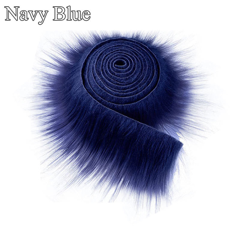1.5M nastro di pelliccia sintetica abbigliamento fai-da-te cucito soffice cappotto cappuccio cappello nastri nastro rifilatura tessuto pelliccia artificiale per artigianato arredamento: marina militare blu