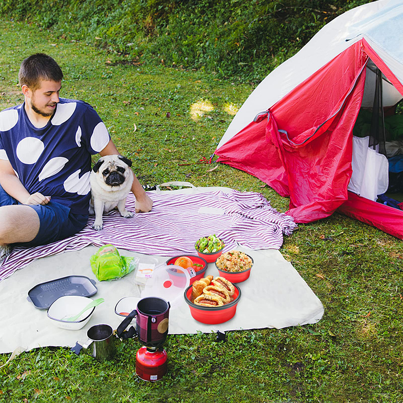 Collapsible Food Storage Containers Round with Lid,Kitchen Stacking Silicone Collapsible Meal Prep Container Dishwasher Safe