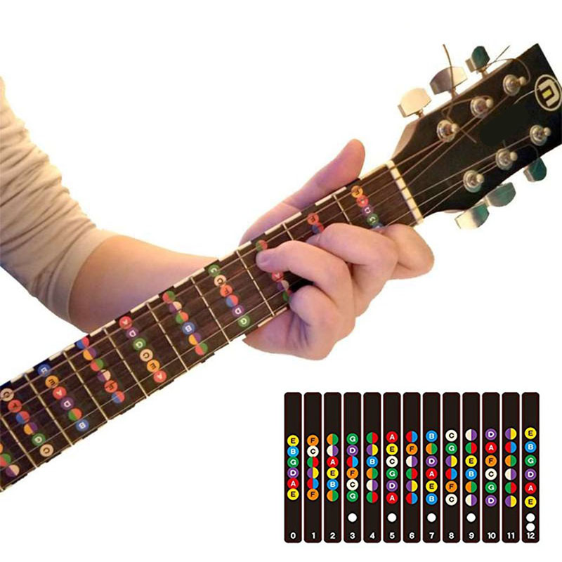 Gitaar Fretboard Sticker Note Toets Frets Kaart Sticker 6 Snaren Akoestische Elektrische Gitaar Voor Beginners Learner Praktijk