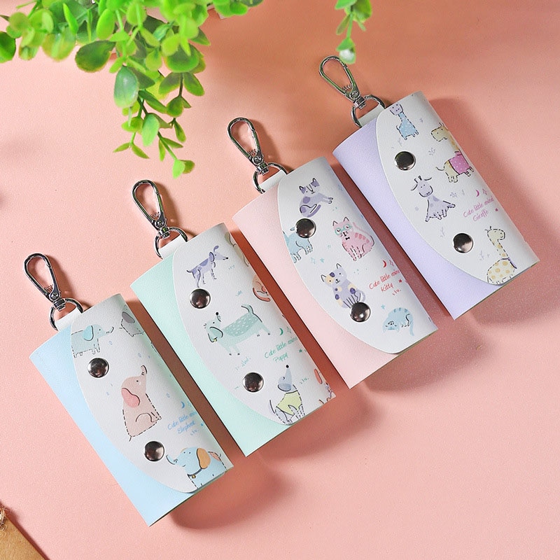 Nouvelle mignon animaux clé sac pour femmes PU cuir porte-clés portefeuilles femmes de ménage voiture porte-clés étui cuir porte-clés pochette