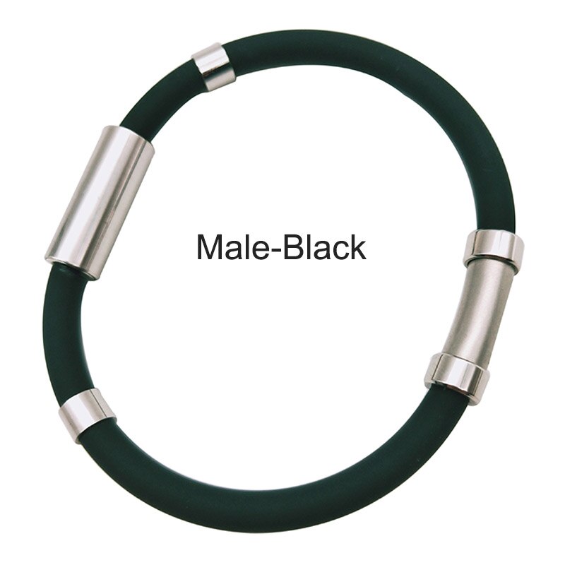 Pulsera antiestática de gel de sílice de iones negativos para hombre y mujer, brazalete deportivo para actividades al aire libre, banda de seguridad para el trabajo, elimina la estática: men black