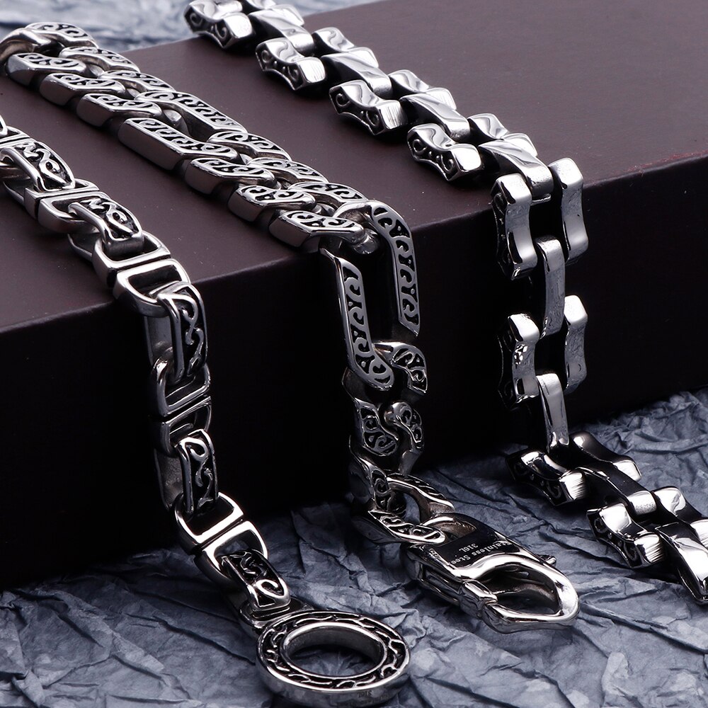 Retro 316L Roestvrij Staal Gegoten Metalen Armband Mannen Patroon Chain Heren Armbanden Mannelijke Biker Sieraden Accessoire