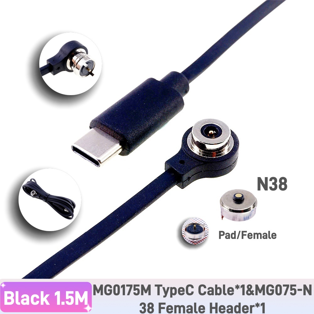 Magnetisk pogo-stift usb-c-kabel fjäderbelastad typ  c 2 4 6- positions hane hona 3a- kontakt ström dataöverföring: Röd