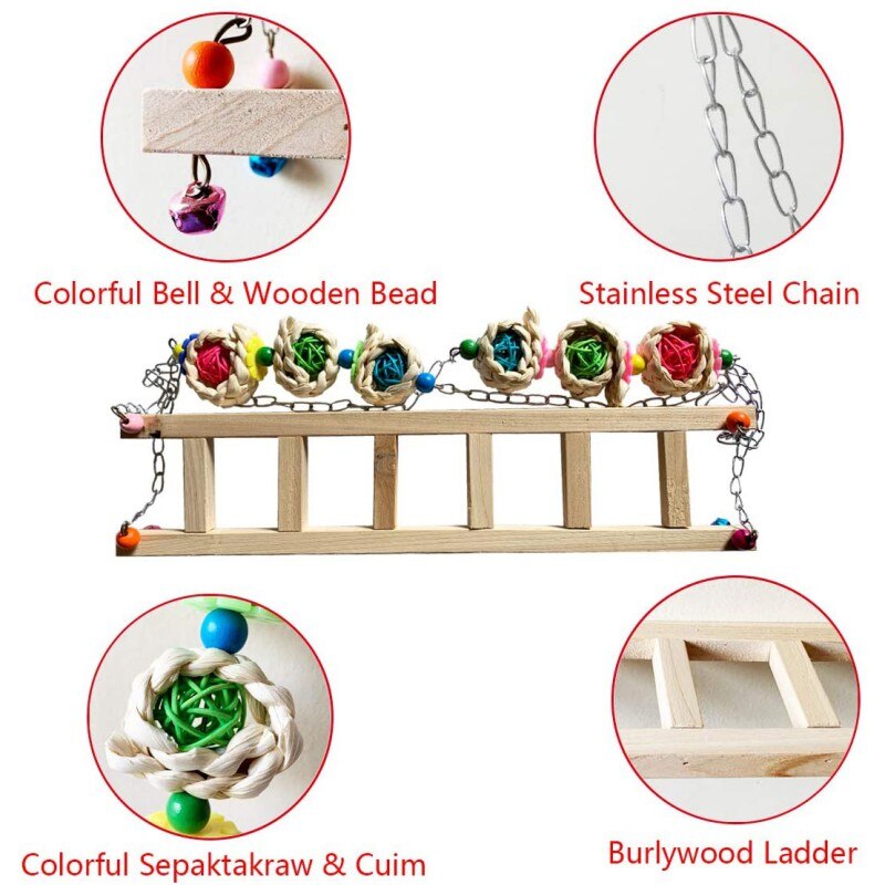 Chicken Ladder Swing Medium And Large Parrot Perch Wood Pet Toys For Hens Handmade Chicken Coop