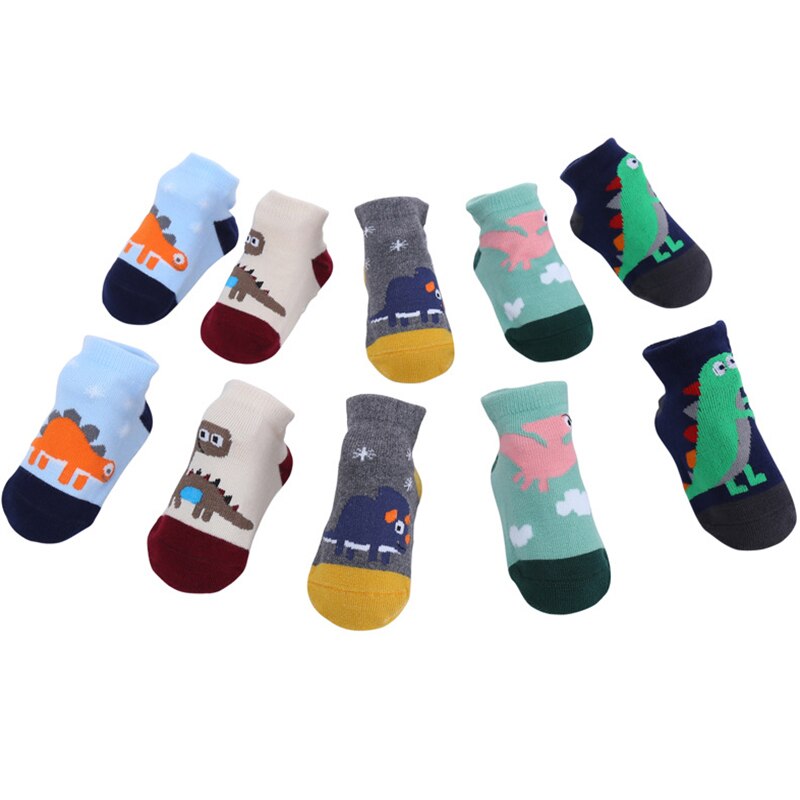 5Pairs/Lot Cute Baby Socks Cartoon Dinosaur Cotton Soft Newborn Socks Toddler Boys Girls Anti Slip Socks Spring Winter