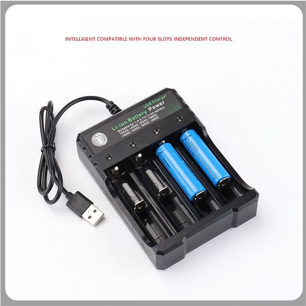 Smart Battery Charger Li-ion battery USB independent charging portable 4 Bay for Rechargeable Batteries 10440 18350 18650 16340