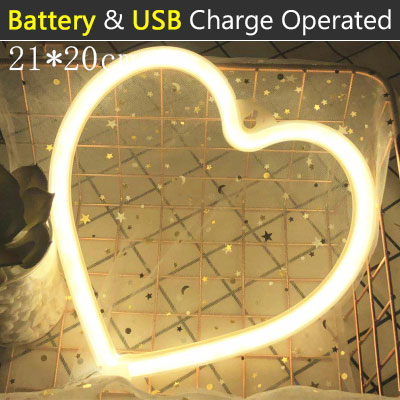 Farverig led neonlys skilt væg dekorationslampe til julefødselsdag bryllupsfest børneværelse stue væghængende dekorationsbelysning: Varmt hjerte - s