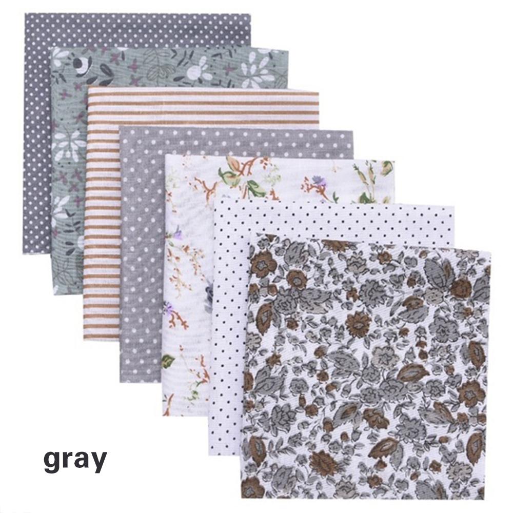 Tissu imprimé en coton, 7 pièces, accessoires faits à la main, broderie pratique, tissu en coton, vêtements de poupée à la , matériel de bricolage: gray