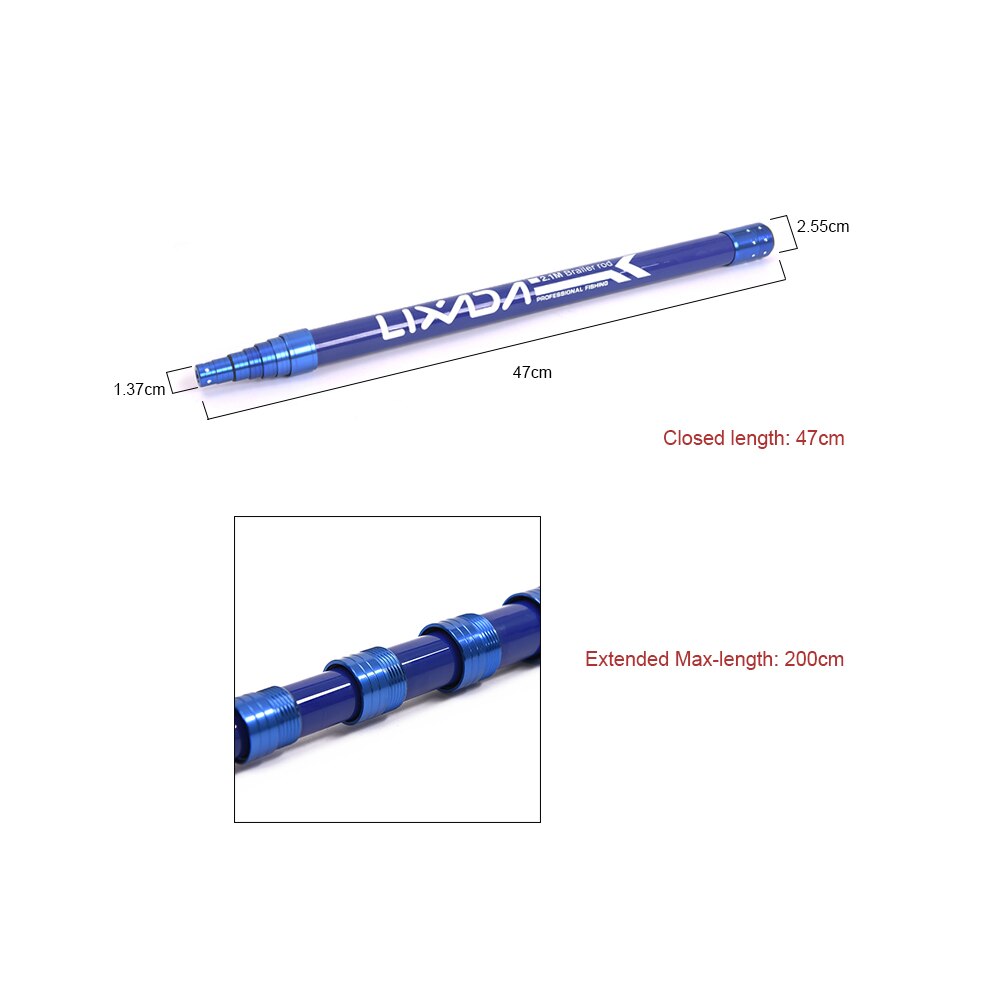 Lixada 2.1M Fishing Brail Net Blue Lightweight Durable Telescopic Extension Carbon Fiber Rod Handle Fishing Tackle Red de pesca