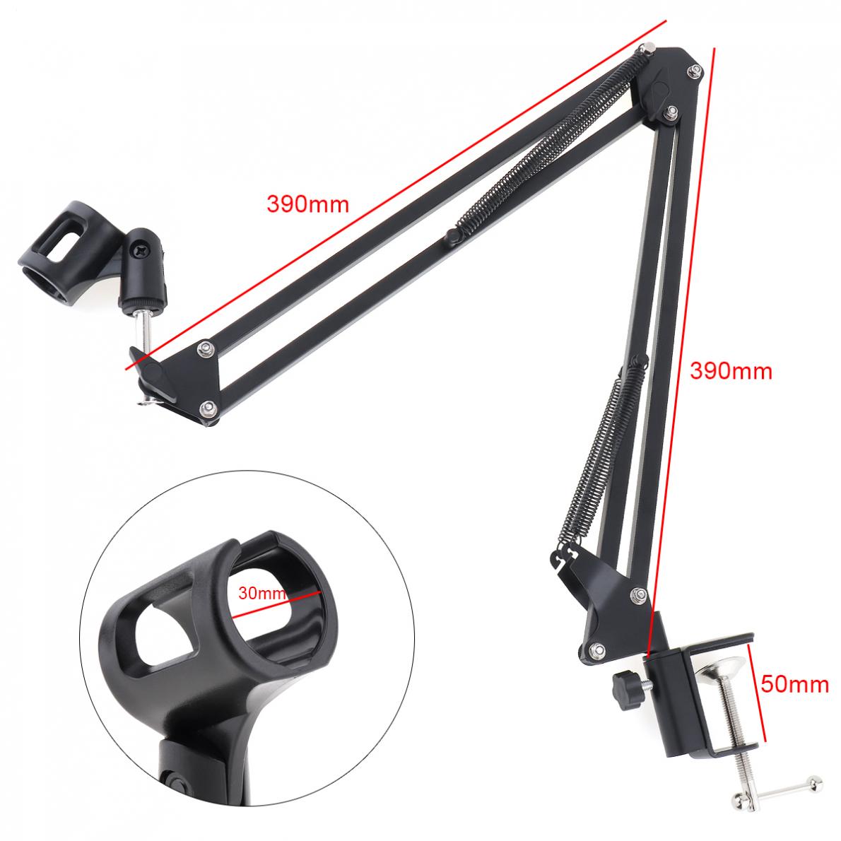 Black NB-35 Microphone Scissor Arm Stand Mic Clip Holder with Desktop Alloy Base Clamp fit for KTV Studio