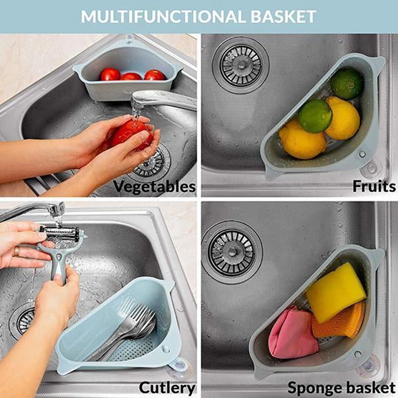 Küche Spüle Dreieck Ablauf Regal Obst Gemüse Abtropffläche Schwamm Gestell Lagerung Korb Saugnapf Multi-gebrauch Sinken Filter Sieb