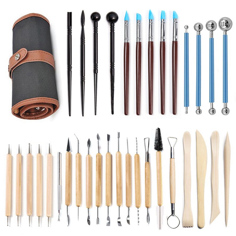 DIY Ceramics Clay Sculpture Polymer tool set Beginner&#39;s Multi-tools Craft Sculpting Pottery Modeling Carving Smoothing Wax Kit