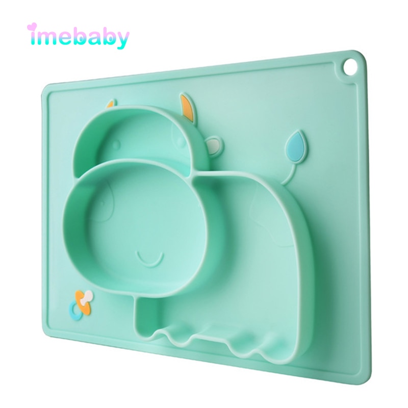 Imebaby silikone babyskål børneservice tallerken på sugeskålen barn måltid fodring baby tallerken