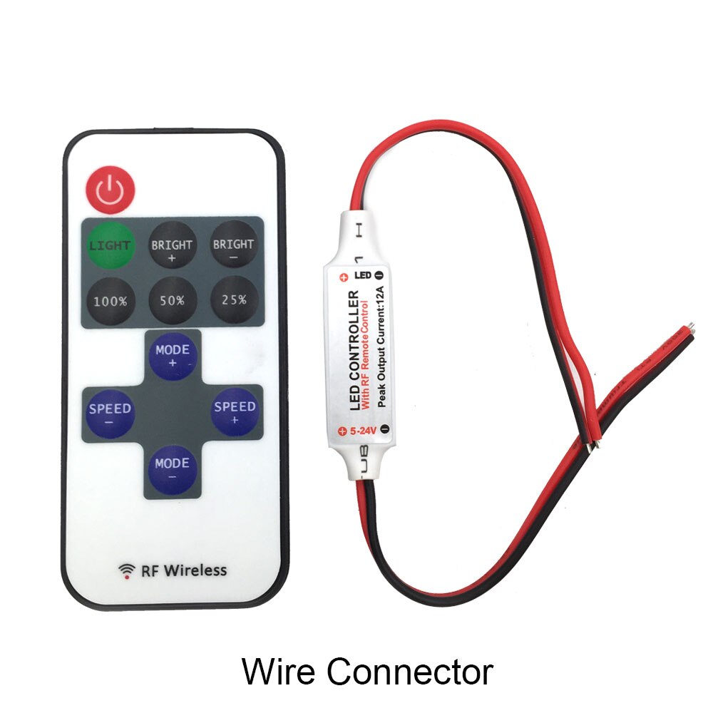 DC Afstandsbediening voor LED Strip Verlichting Lamp 12 V 24 V Driver Schakelaar RF Draadloze Enkele Kleur Dimmer 15 m Controlerende Afstand: Wire Connector