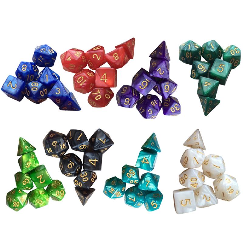 7 pièces/ensemble polyèdre D & D dés avec effet marbré D4 D6 D8 D10 D10 % D12 D20Games dés irréguliers dés pour jeux RPG de table mdn