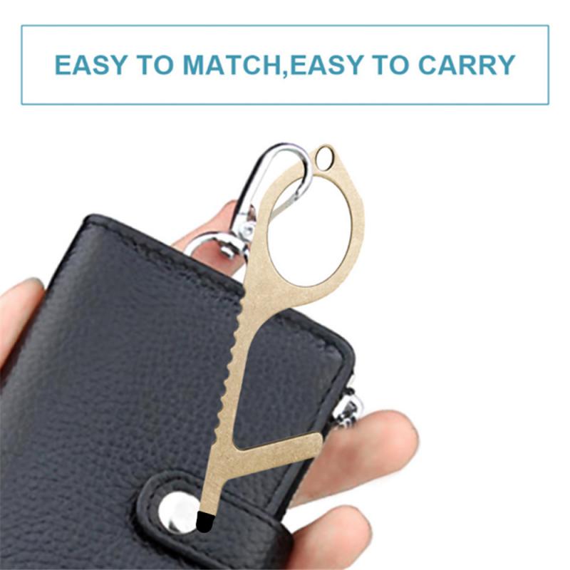 1-10pcs Handmade Door Opener Key Chain NO TOUCH Door Handle Artifact Keychain Avoid Touching Key Buckle Clean Key