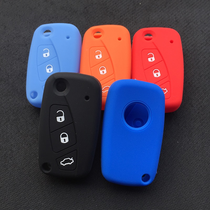 ZAD 3 buttons silicone Rubber car key cover case holder for FIAT Panda Stilo Punto Doblo Ducato Minibus Grande Bravo 500 key fob