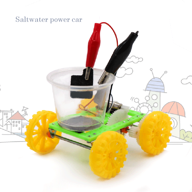 Gizmo-coche eléctrico de agua salada para niños, ensamblado de juguete rompecabezas hecho a mano, recursos didácticos de Física
