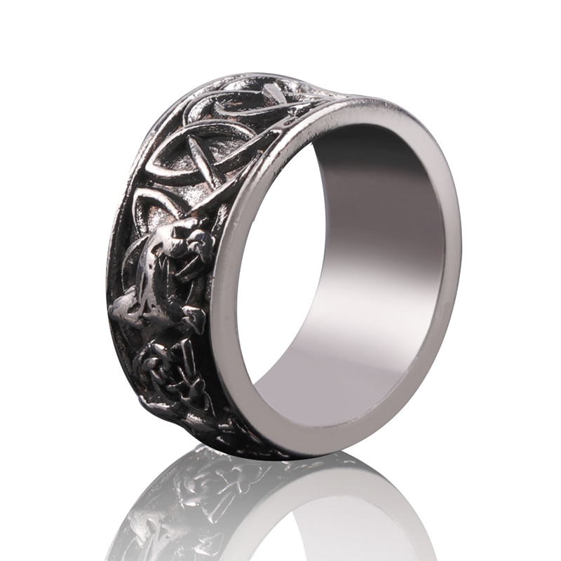 Classic Mannen Ring Vintage Rvs Wolf Geweven Ring Accessoires Sieraden Voor Mannelijke Vriend Party Beste: 12