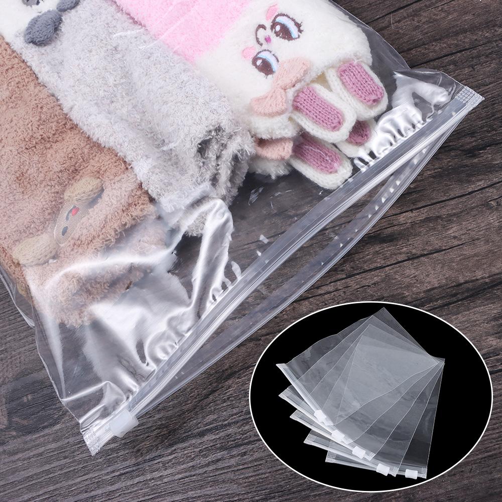 5PCS Portable Clear Transparent Plastic Bag Travel Package Clothing Storage Pouch Zipper Lock Self Seal Bag Waterproof Zip Bag