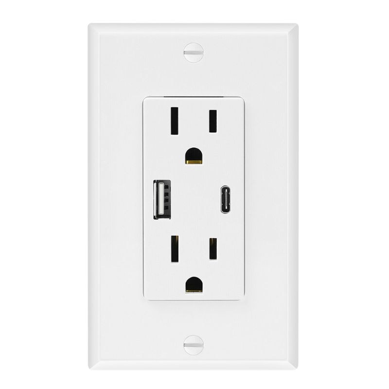 US Standard Wall Socket USB Type A Type C Charge Power Adapter Duplex Outlets