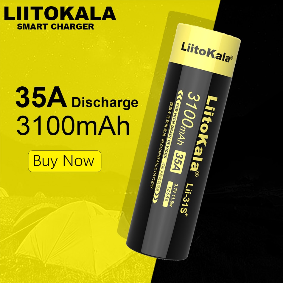 Liitokala lii31s 18650 bateria de lítio 3.7vli-íon recarregável bateria luz farol tocha lanterna 18650 bateria