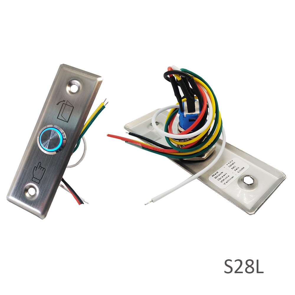 12V stainless steel Led Light option Push Exit Release Button NO NC COM Door Access Exit Button: S28L NO NC COM Led