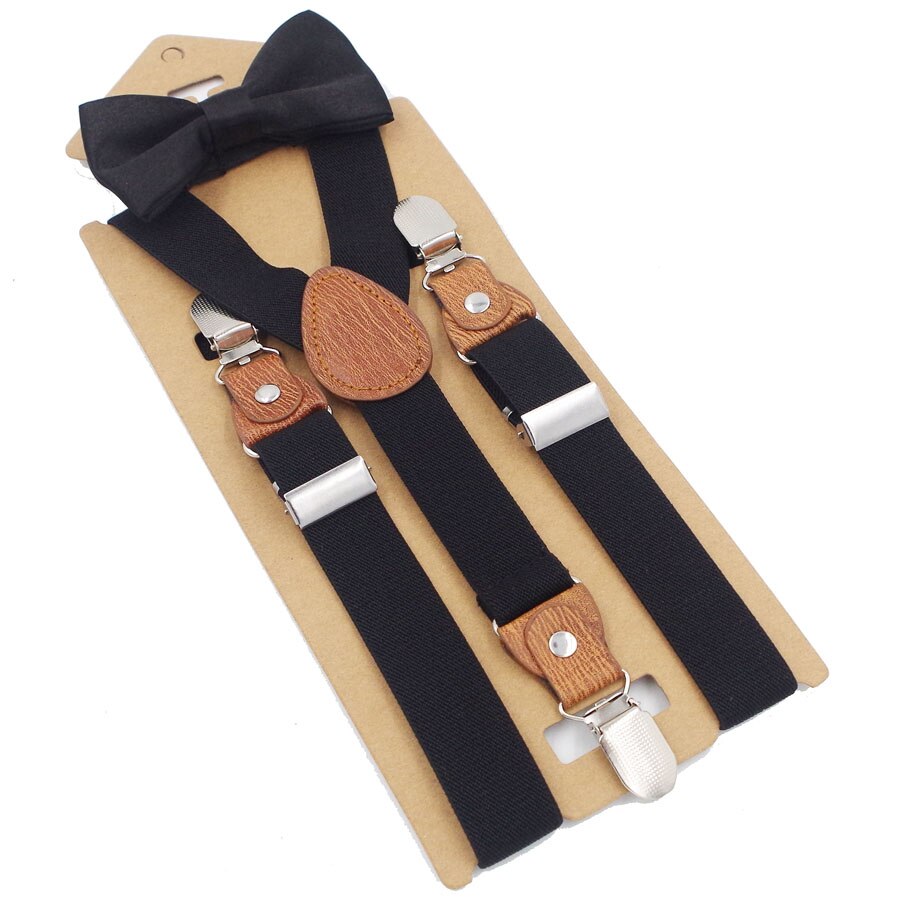 JIERKU Hosenträger freundlicher Hosenträger Baby Hosenträger mit Fliege 3 Clips Suspensorio Hosen Gurt 2,5*65 cm KD0730