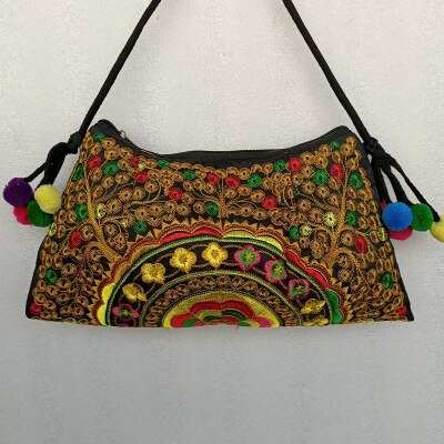 Vintage embroidery women traveller handbagsNice floral embroidered lady shoulder&Crossbody bags Versatile canvas Carrier: 5