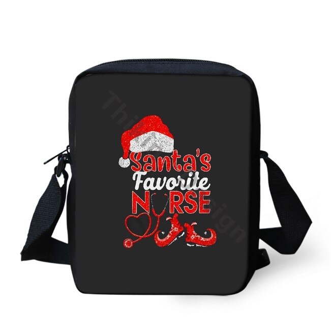 Kerst Verpleegkundige Crew Prints Patroon Schouder Tas Voor Meisjes Crossbody Telefoon Bag Coin Boodschappentassen Mochila: ALP2630E