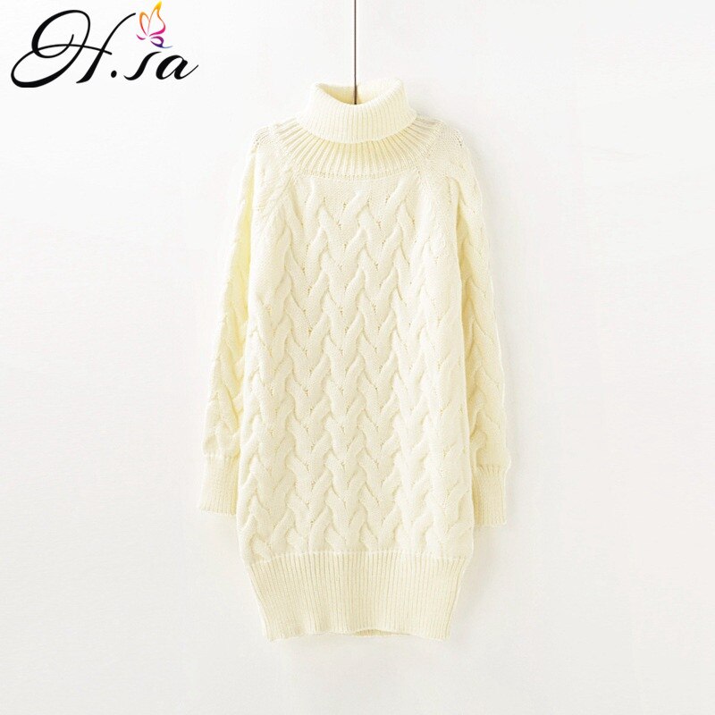 H.SA Women Sweaters long Turtleneck Knitted Pullover and Jumpers Fall Winter Warm Casual Pullover Sweaters Pull femme hiver: HF752 Beige