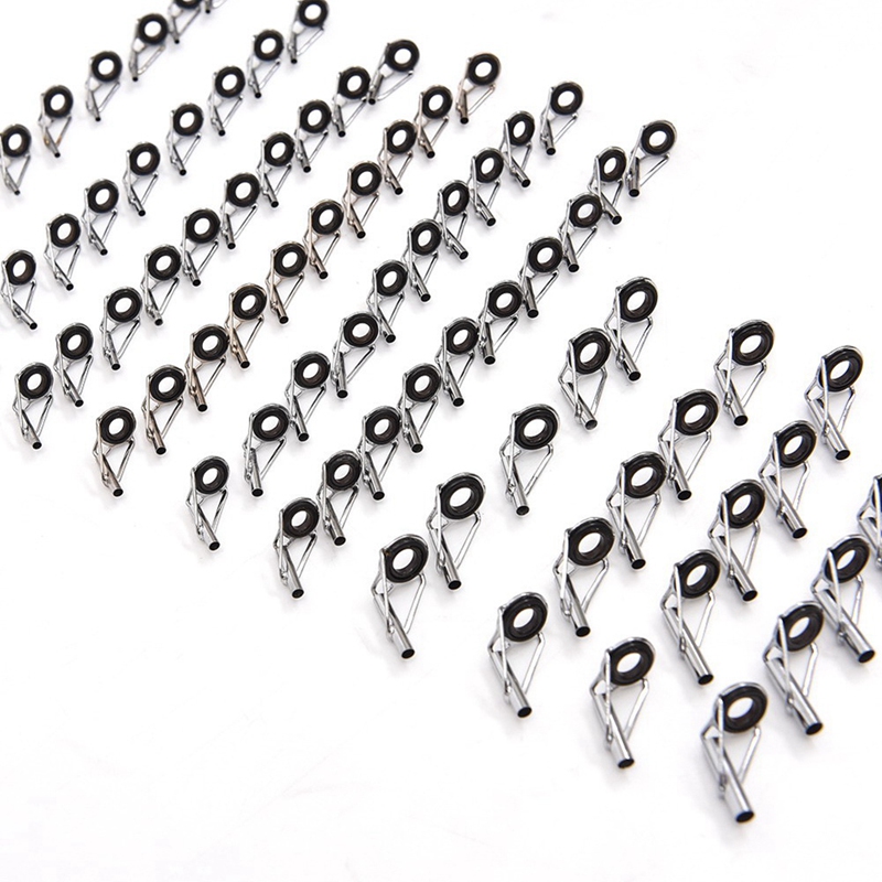 80 pièces bricolage anneaux pour les yeux canne à pêche Guide pointe ensemble Kit de réparation pour cannes à pêche cadres en acier inoxydable avec boîte de pêche