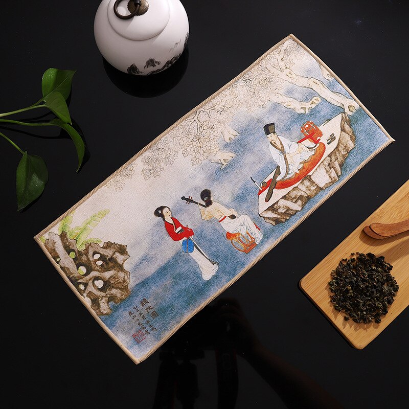 Suede ręcznik kuchenny gospodarstwa domowego Zen stolik do herbaty tkaniny maty chiński wysokiej klasy serwetki chłonne ręcznik do czyszczenia herbata Kung Fu akcesoria: 04 18x40cm