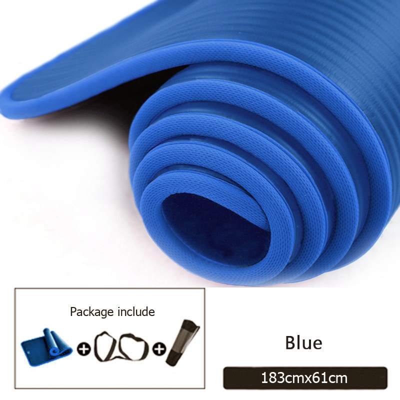 183cmX61cmX10mm Verdikte Nbr Yoga Mat Antislip Fitness Gym Matten Sport Kussen Gymnastiek Pilates Pads Met Yoga Tas & Strap