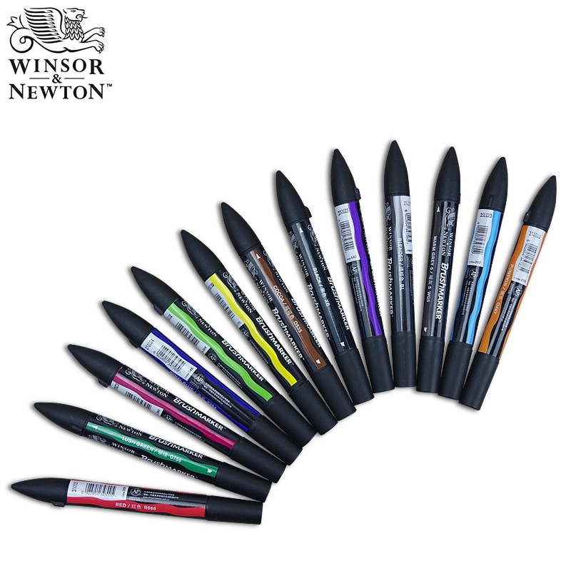 Winsor & Newton Brushmarker Marker Pennen Kwast Alcohol Gebaseerde Snelle Droge Blauw Groen Tones