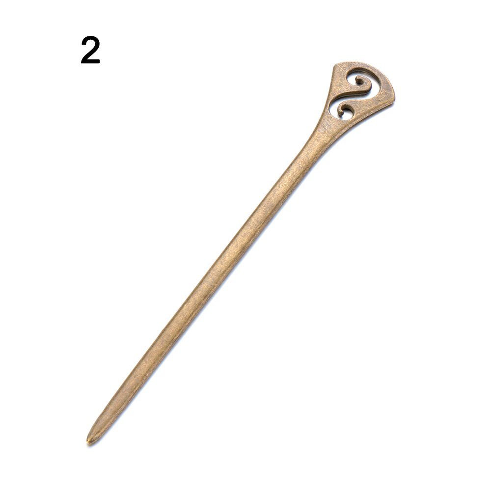 Vintage bronse hårspenne retro metallisk metall hårstift kvinner jenter hår styling verktøy hår gaffel buet hårnål: 2