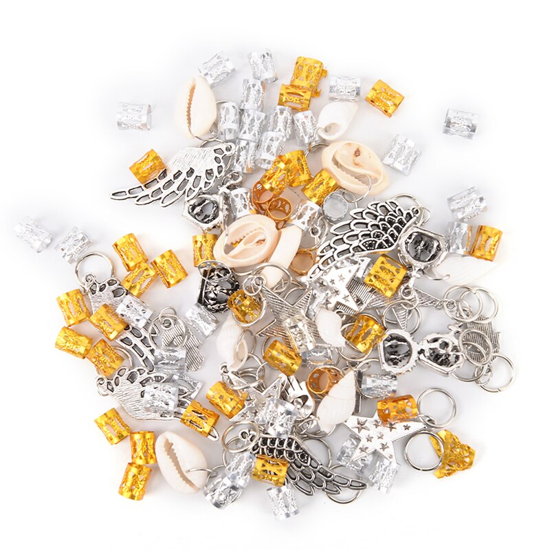 80/90/100 stk gull hår flette dreadlocks perler hår blad star diy hår klips hår mansjetter dread tube sjarm dreadlock tilbehør