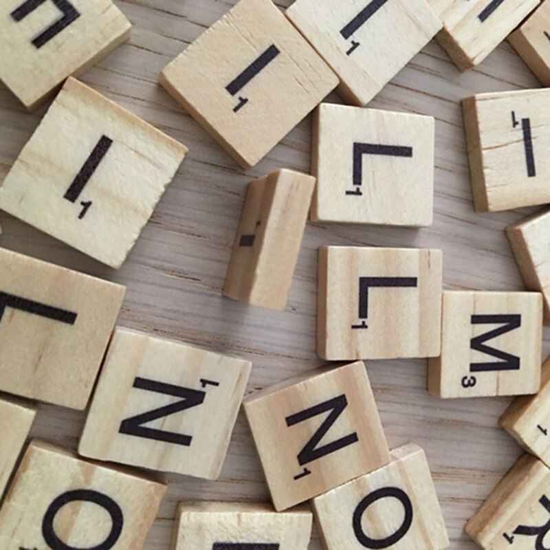 100pcs/Lot A-Z English Letters Set Word Scrapbooking Number Alphabet Tile Wooden Letter Block DIY Crafting Toys