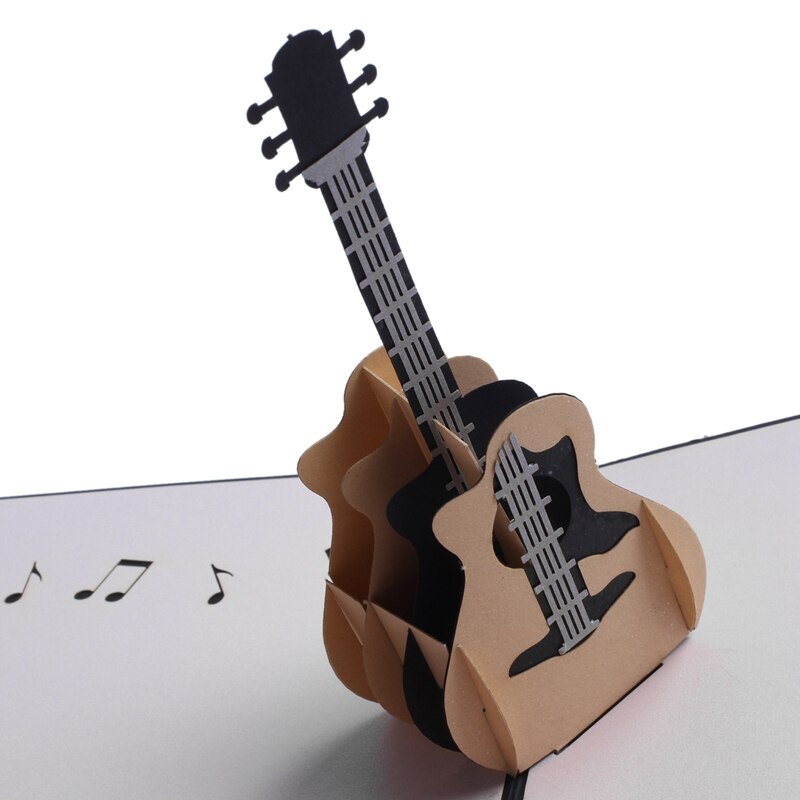 2 sets 3d - up cut oude kaart gitaar ansichtkaart verjaardag gelukkige wenskaart zwart & rood
