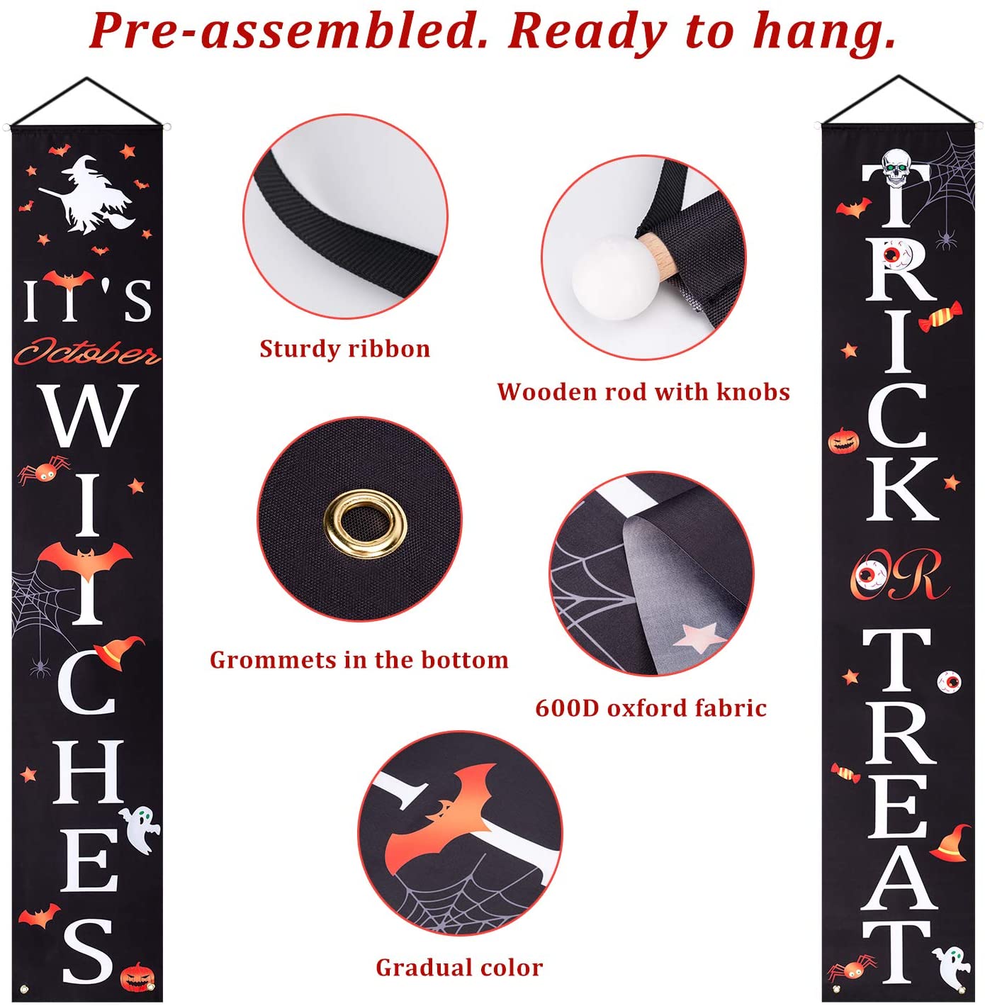 Décorations d'halloween en plein air intérieur bannières astuce ou Hocus Pocus grand porche signes sorcière décor pour la maison Halloween bannière