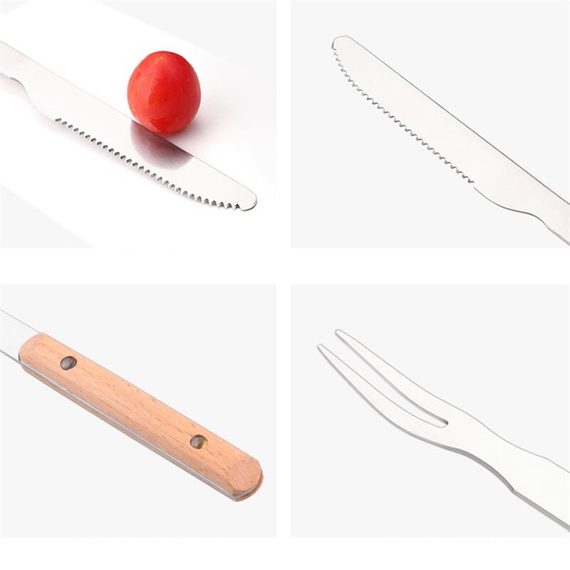 Ensemble de couteaux fourchette BBQ | En acier inoxydable pour l'extérieur, dinde porc Steak boeuf Grill Barbecue bâtons à rôtir, outils accessoires de cuisine 2 pièces