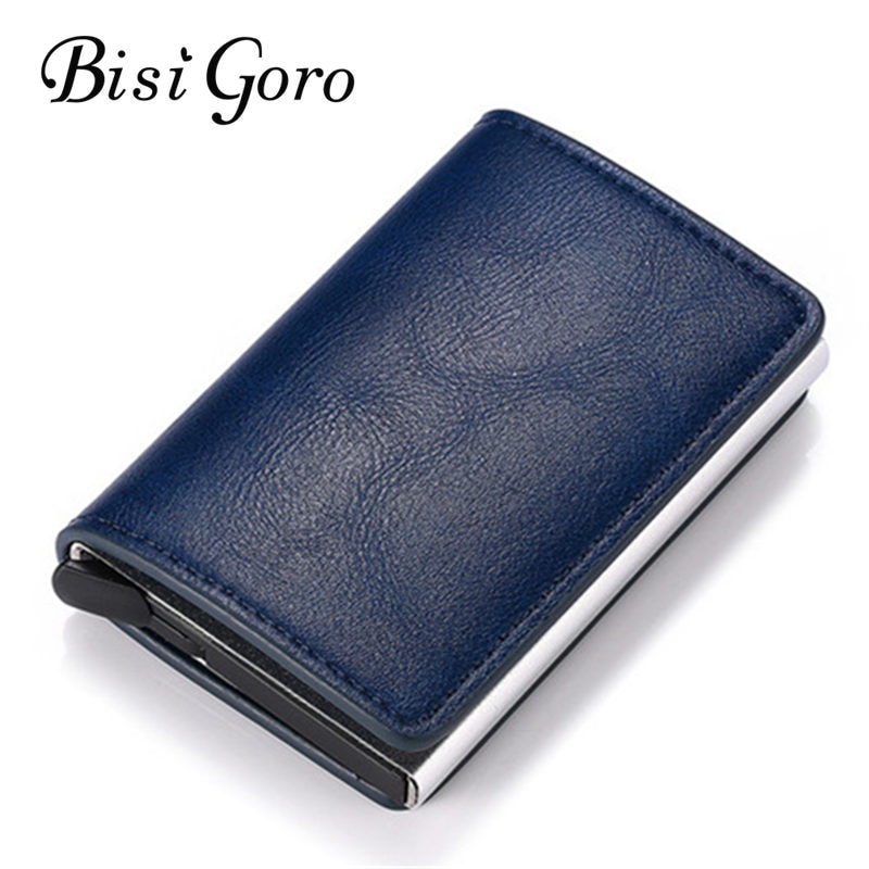 BISI GORO Slim RFID Wallet Business Card Holder Hasp Aluminum Credit Card Wallet Metal Credit Mini smart Men Purse Case