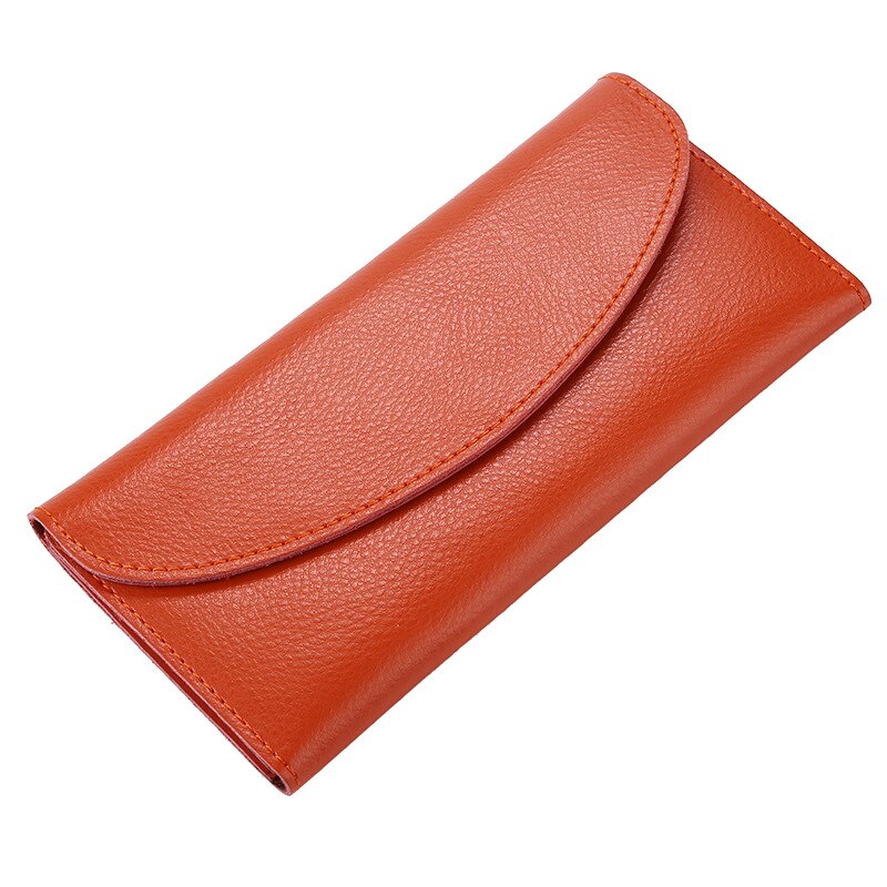 Womens Wallets and Purses Women Wallets Famous Women Wallet Genuine Leather Long Wallet Cow Leather Wallet Men: Orange