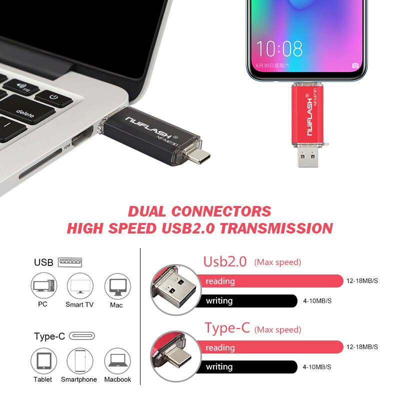 Nuiflash Type C 2.0 Usb Flash Drive Pendrive Tiny 4 Gb 8 Gb 16 Gb 32 Gb 64 Gb Pen drive U Stok 128gbU Disk Memory Stick Kleine