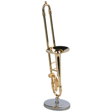 Tsai Mini Trombone Met Stand Base Muziekinstrumenten Fijne Verguld Ambachtelijke Miniatuur Trombone Home Decoratie Ornament