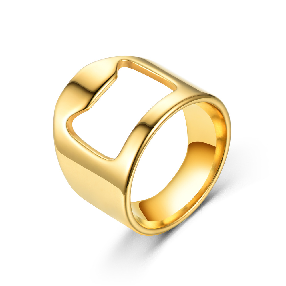 Anillo abridor de botellas, sacacorchos , anillo de dedo de acero inoxidable, abrelatas de cerveza, Gadgets, accesorios de cocina para Bar fresco,: 4 / Oro