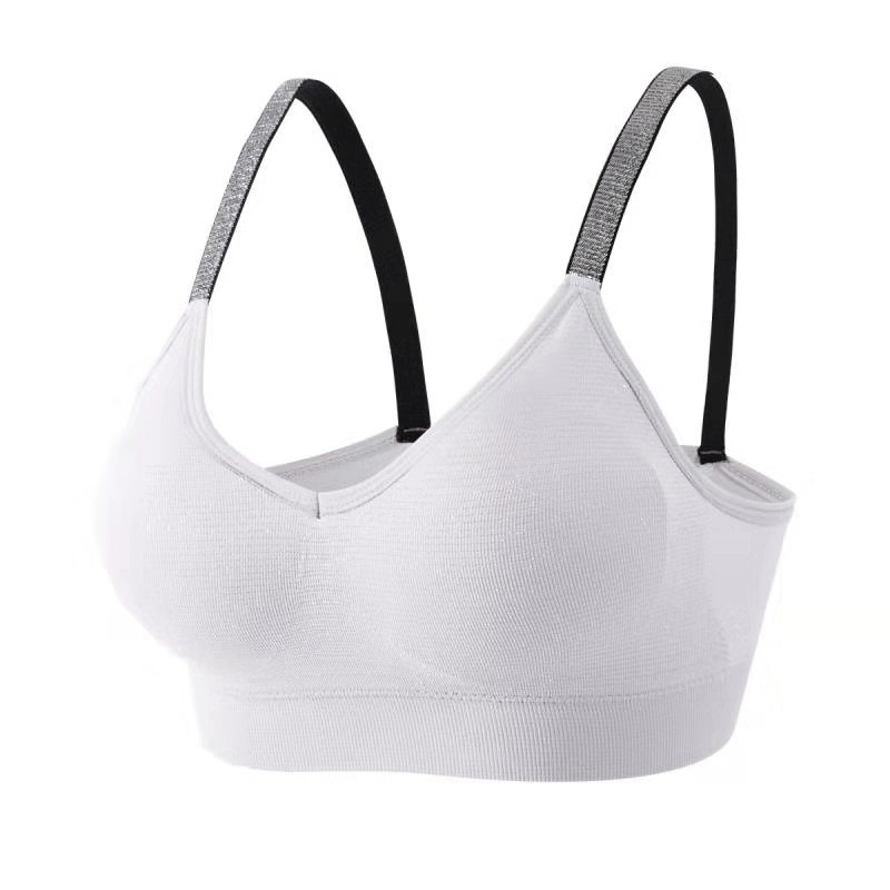 Sujetadores sin costuras para mujer, ropa deportiva de secado rápido, transpirable, para gimnasio, entrenamiento de Fitness, brasieres de Yoga, Top de soporte, ropa activa: white