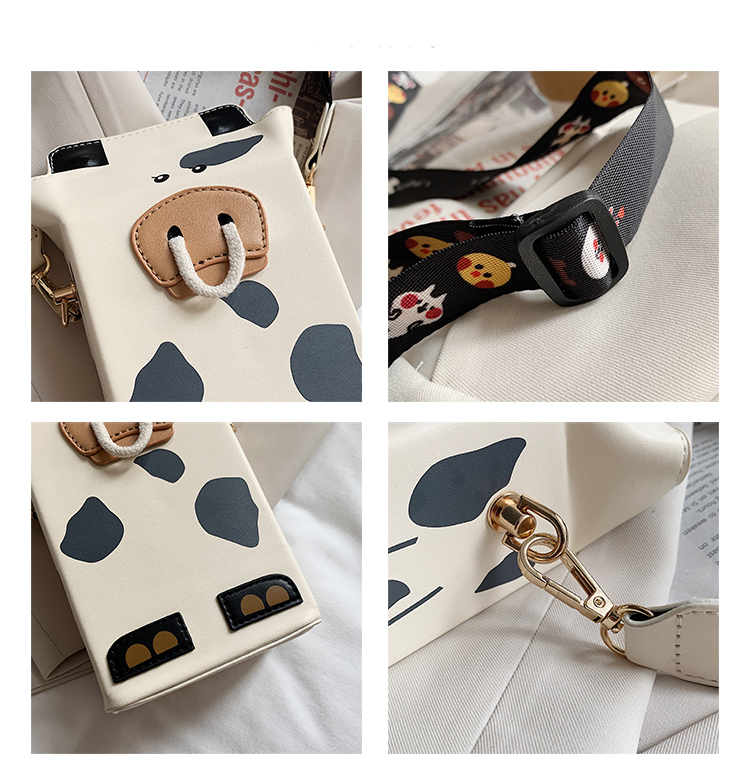 Borsa a tracolla a forma di cartone a forma di scatola di latte carina borse e borsette carine per le donne pochette con motivo a mucca borse novità