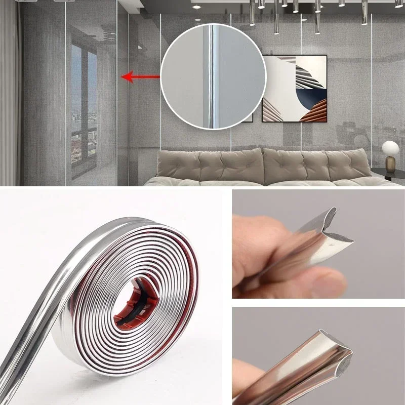 Cinta decorativa autoadhesiva de PVC para esquinas de pared, ideal para decoración del hogar, protege contra golpes en los bordes de los muebles: Oro / 50 metros